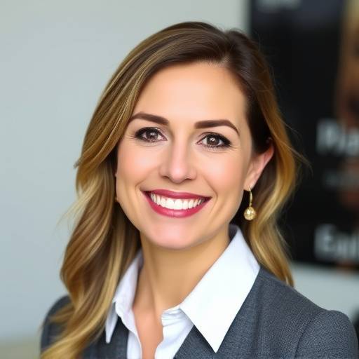 Portrait of Elena Petrova, the Marketing Director at Wanderlust Adventures, smiling warmly and approachable.