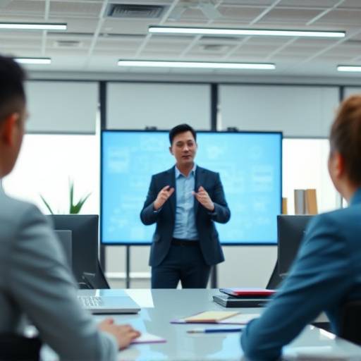 Screenshot from a corporate training video explaining the new cybersecurity policies at 'TechForward Inc.'.